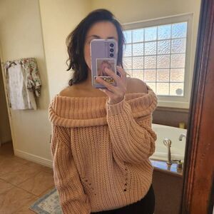 Forever 21 women's medium pink blush oversized knit cowl neck sweater chunky